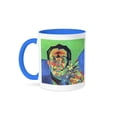thumbnail image 1 of 3dRose, Dali with Ocelot and Cane - dali, salvador dali, ocelot, portrait, man, male, cat, 15oz Two-Tone Blue Mug, 1 of 3