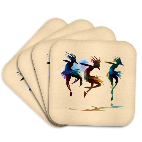 3dRose, Dance In The Dust Storm Kokopelli Art, Set of 4 Coasters - Soft