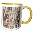 thumbnail image 1 of 3drose, Dance Like No Ones Watching Popular Poem, 11oz Two-tone Yellow Mug, 1 of 6