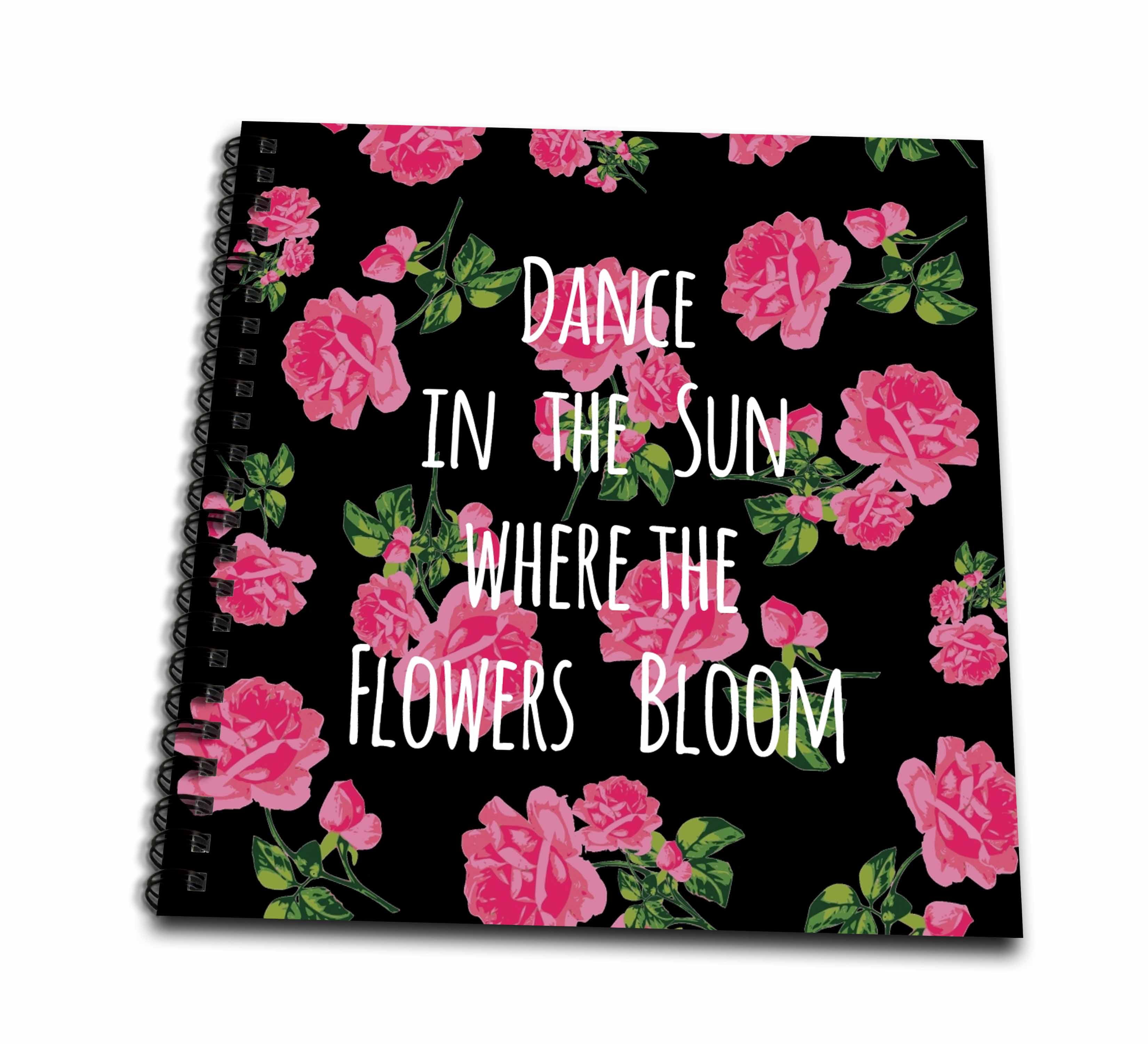 3dRose, Dance in the sun where the flowers bloom - pink girly fun positive words - vintage summer joy, Memory Book 12 x 12 inch