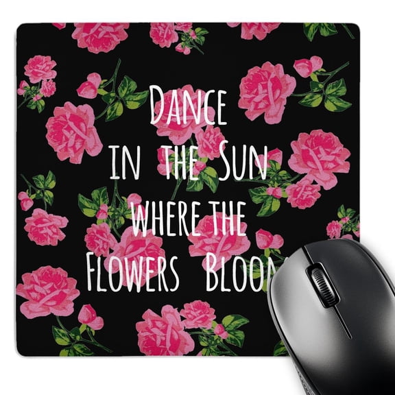 3dRose, Dance in the sun where the flowers bloom - pink girly fun positive words - vintage summer joy, MousePad