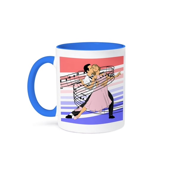 3dRose, Dance partners wrapped in music for classic ballroom dancing., 11oz Two-Tone Blue Mug