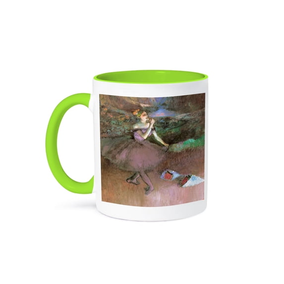 3dRose, Dancer with Bouquets by Edgar Degas, 15oz Two-Tone Green Mug