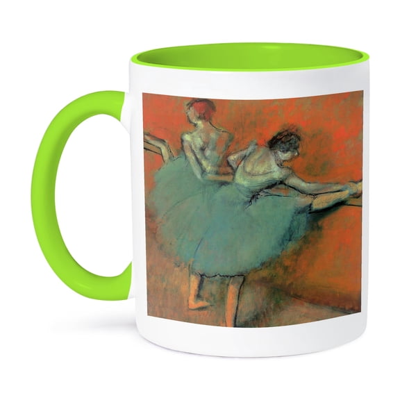 3dRose, Dancers at the Bar by Edgar Degas, 11oz Two-Tone Green Mug