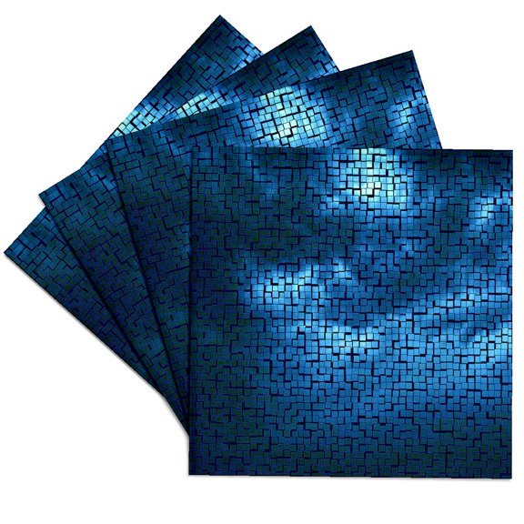 3drose, Dark Blue Clouds Tile Pattern, Set of 4 Ceramic Tile Coasters