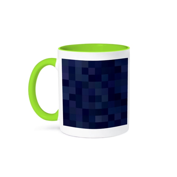 3dRose, Dark color square mosaic design, 15oz Two-Tone Green Mug