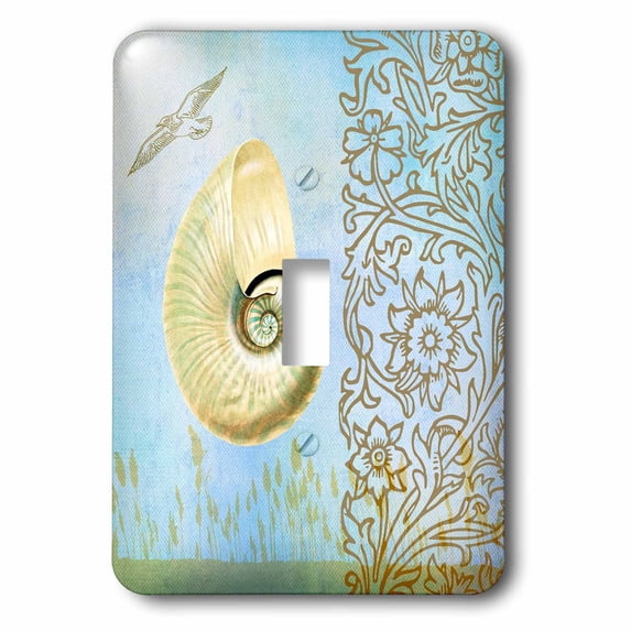 3dRose, Day at the Beach Shell in Aqua Beach Theme Art, single toggle switch