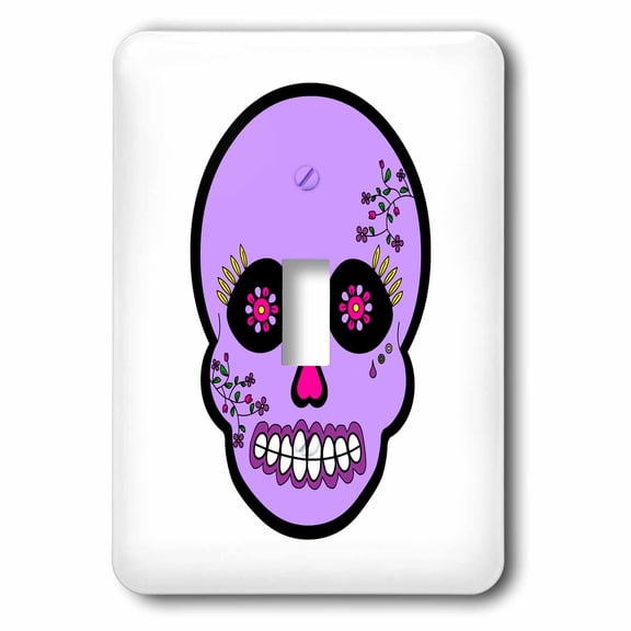 3dRose, Day of the Dead Skull Da de los Muertos Sugar Skull Purple, single toggle switch