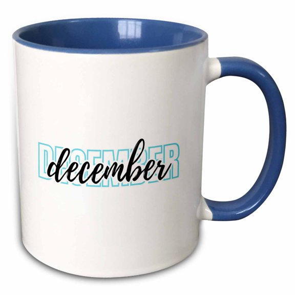 3drose, December - Typography Text, 11oz Two-tone Blue Mug