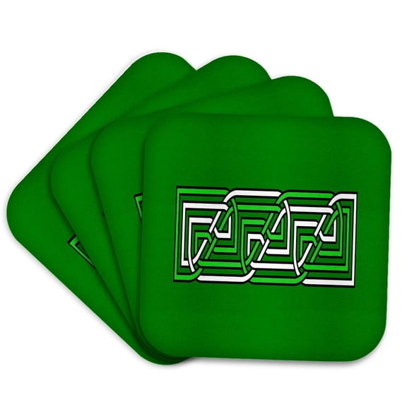 3drose, Decorative Rectangular Celtic Interlaced Knot Pattern 1, Set of 4 Coasters - Soft