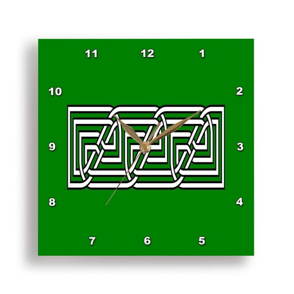 3dRose, Decorative Rectangular Celtic Interlaced Knot Pattern 3, 15x15 Wall Clock