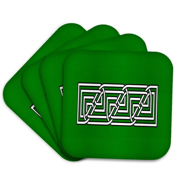3drose, Decorative Rectangular Celtic Interlaced Knot Pattern 3, Set of 4 Coasters - Soft
