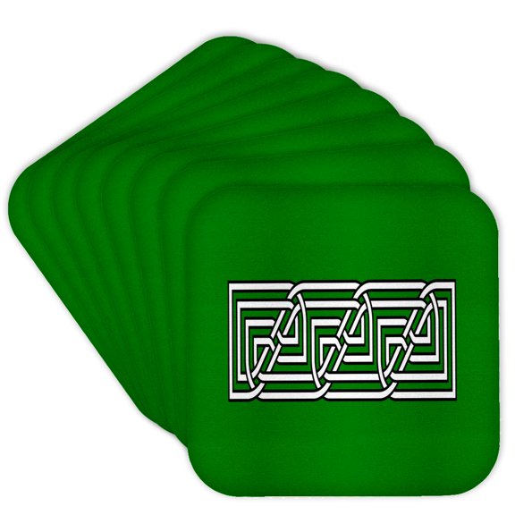 3drose, Decorative Rectangular Celtic Interlaced Knot Pattern 3, Set of 8 Coasters - Soft