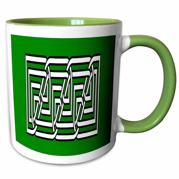 Decorative Rectangular Celtic Interwoven Knot Pattern 2, 11oz Two-Tone Green Mug