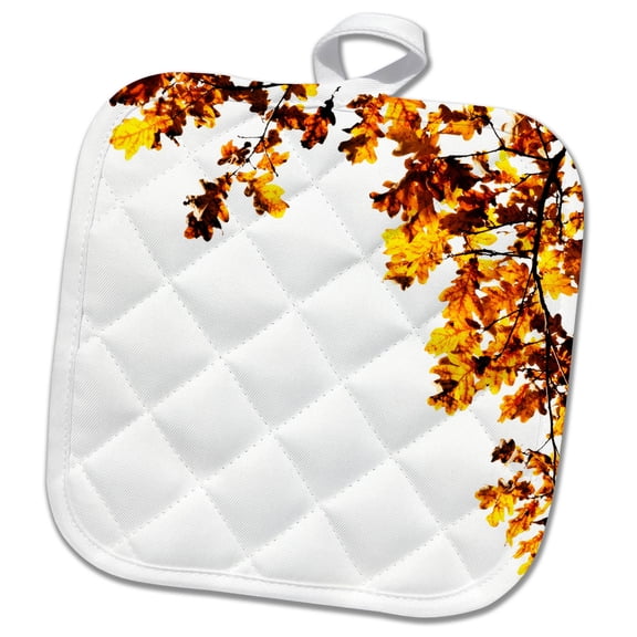 3dRose, Decorative frame of shining brown oak leaves, space for custom text, 8x8 Potholder