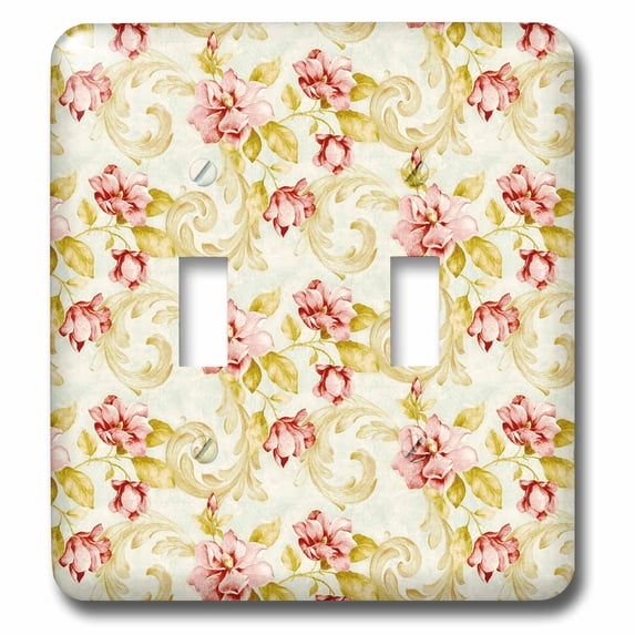 3dRose, Decorative ornamental pattern of red flowers, yellow leaves, double toggle switch