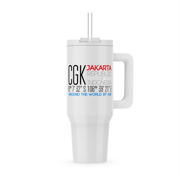 Decorative Text Cgk, Jakarta, Indonesia, Geographic Coordinates, 40oz Tumbler