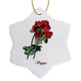 thumbnail image 1 of 3drose, Deep Red Poppy Flower Botanical Print, 3 inch Snowflake Porcelain Ornament, 1 of 7