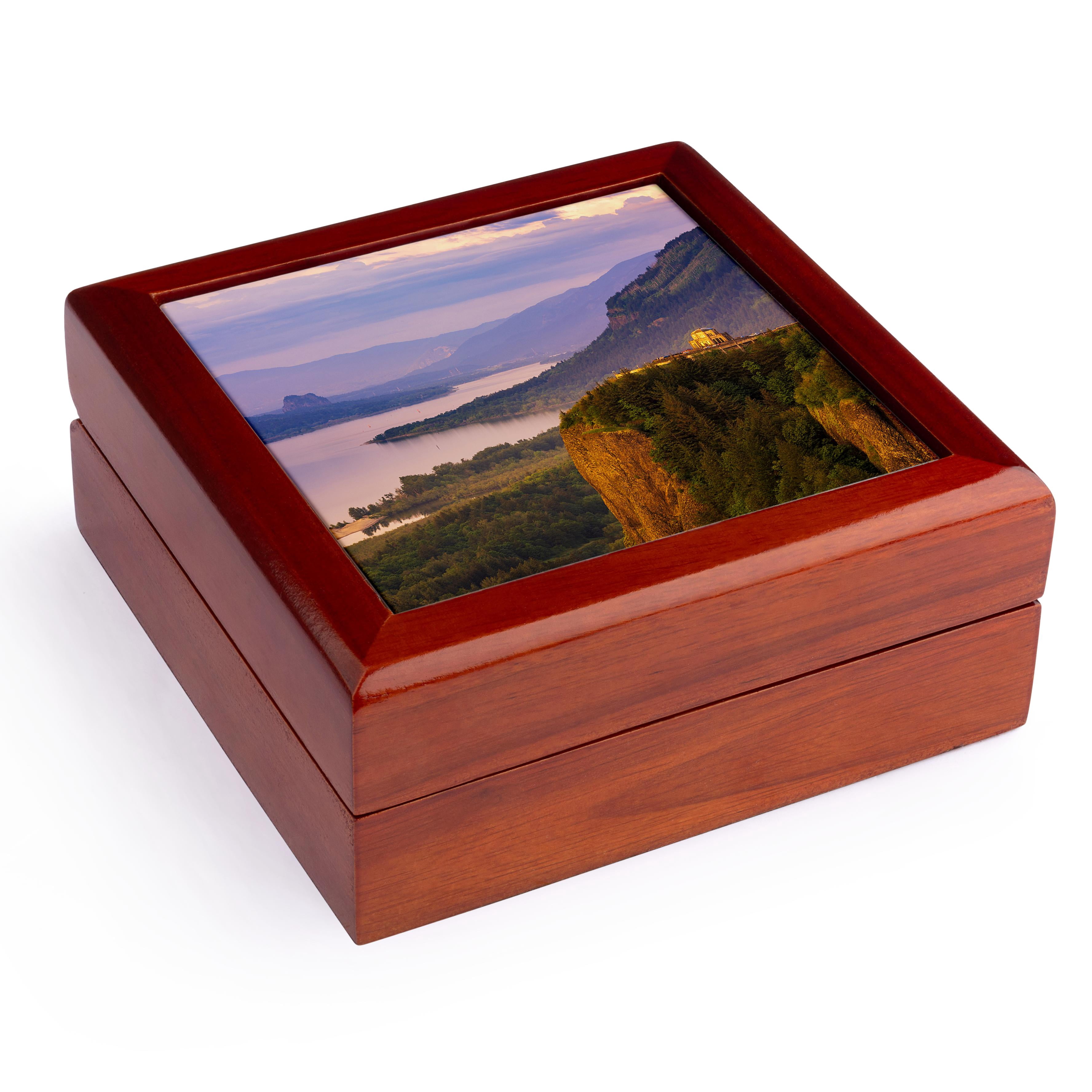 3dRose, Deep bright orange hibiscus flower, Honolulu. State flower of Hawaii., Jewelry Box 5.5x5.5 inch with 4 inch tile