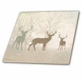 thumbnail image 1 of 3dRose, Deer Silhouettes Set Against Faded Forest Background in Earth Tones, 6 Inch Ceramic Tile, 1 of 1