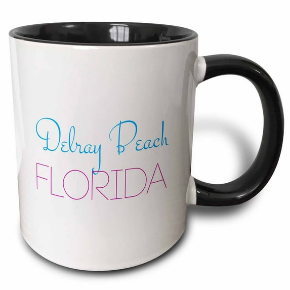 3drose, Delray Beach, Florida Decorative Text of Blue, Red Colors, 11oz Two-tone Black Mug