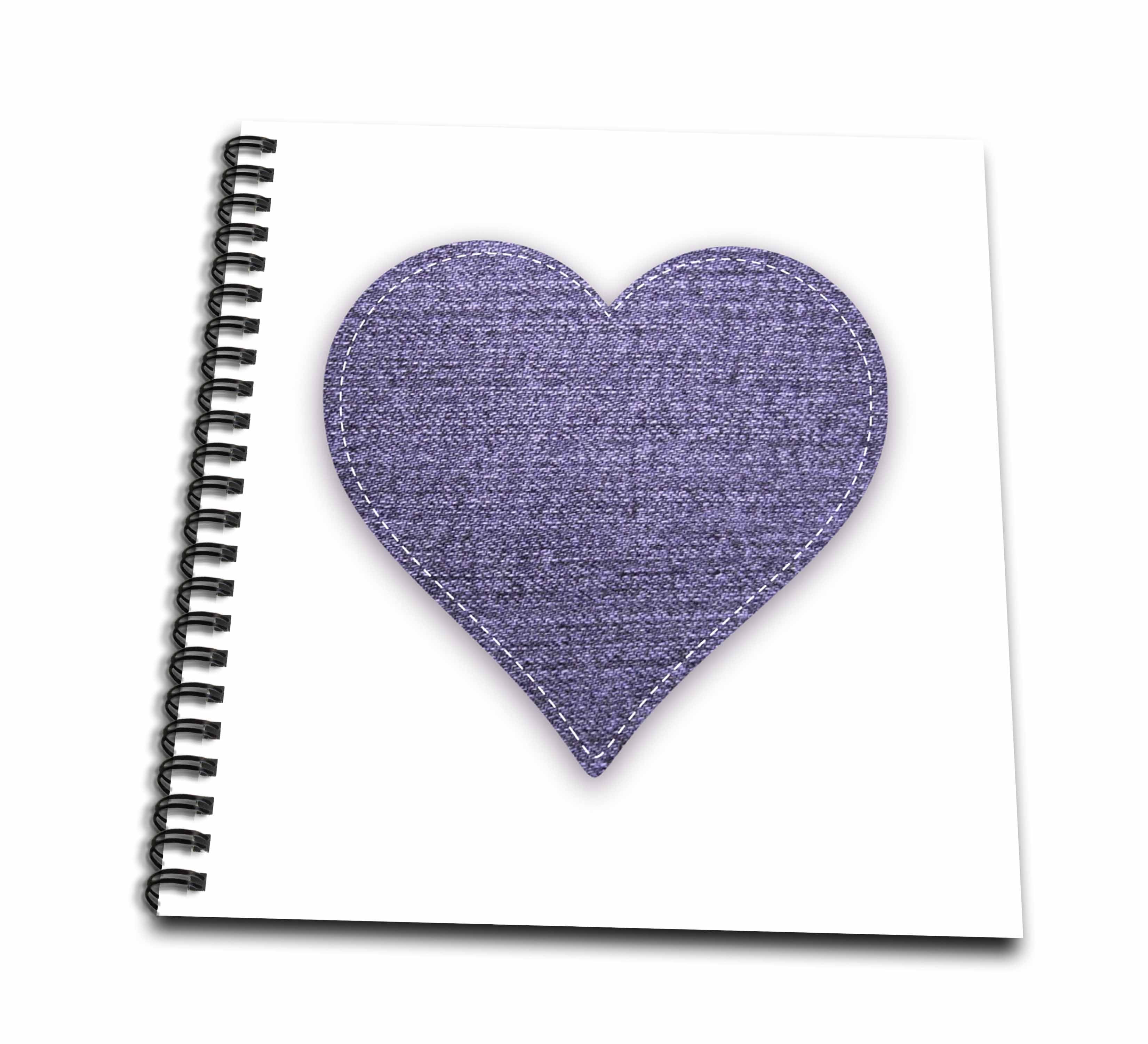 3dRose, Denim-look Heart - heart made of blue jean graphic - not actual denim, Mini Notepad 4 x 4 inch