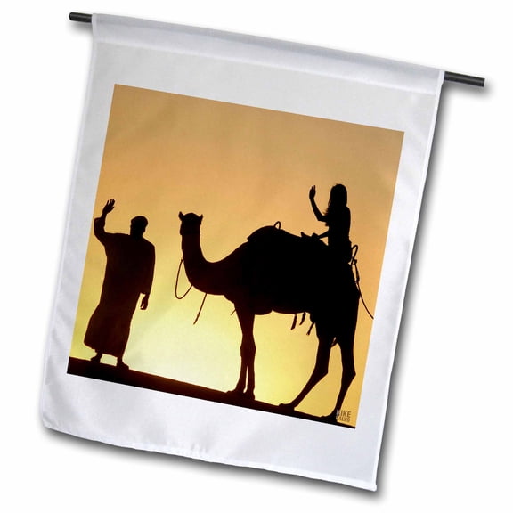 3dRose, Desert Camels are a way of transportation,and are also used for racing at Dubai Camel Racecourse 2, 12 x 18 inch Garden Flag