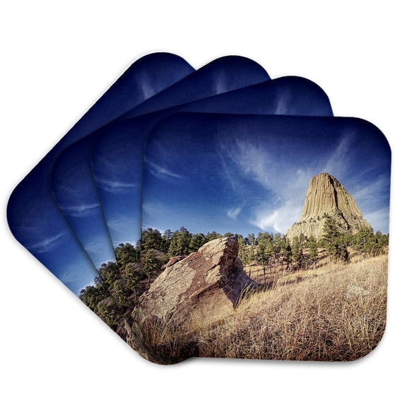 3drose, Devils Tower in Devils Tower National Park, Set of 4 Coasters - Soft