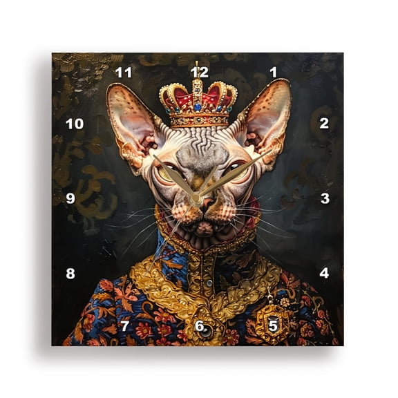 3dRose, Devon Rex Royal Portrait Feline Majesty, 15x15 Wall Clock