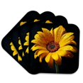 thumbnail image 1 of 3drose, Dew on Sunflower Against Black Backdrop.jpg, Set of 4 Coasters - Soft, 1 of 7