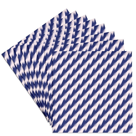 3drose, Diagonal Stripe Stepped Zig Zag Pattern Gradient Blue, Set of 8 Ceramic Tile Coasters