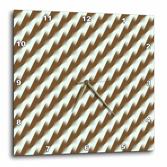 3drose, Diagonal Stripe Stepped Zig Zag Pattern Gradient Brown, 15x15 Wall Clock