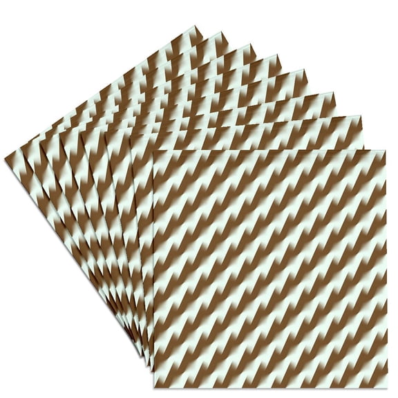 3drose, Diagonal Stripe Stepped Zig Zag Pattern Gradient Brown, Set of 8 Ceramic Tile Coasters