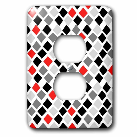 3dRose, Diamonds With Red, 2 plug outlet cover