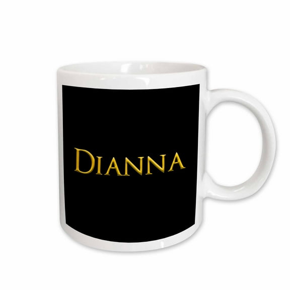 3drose, Dianna Beautiful Girl Name in the America. Yellow on Black Talisman, 11oz Mug