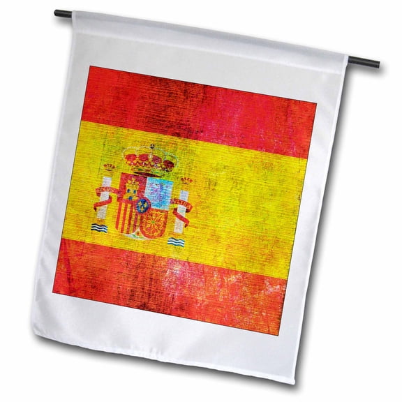 3dRose, Distressed Style Grunge Flag Of Spain, 12 x 18 inch Garden Flag