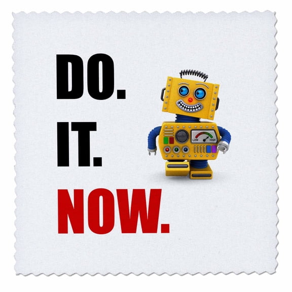 3dRose, Do. It. Now. Happy robot., 8x8 inch quilt square