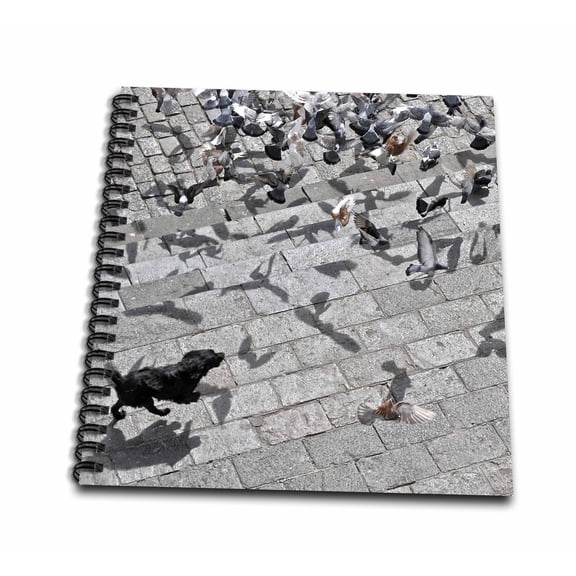 3dRose, Dog chasing the pigeons, Drawing Book 8 x 8 inch