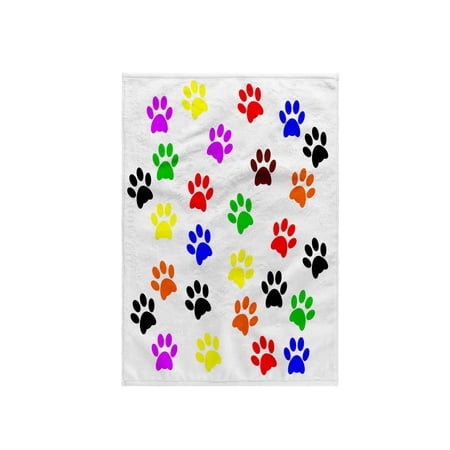 3dRose, Dog or Cat Pet Colorful Paw Prints Silhouette Pattern, 3drsmm, 15x22 Hand Towel
