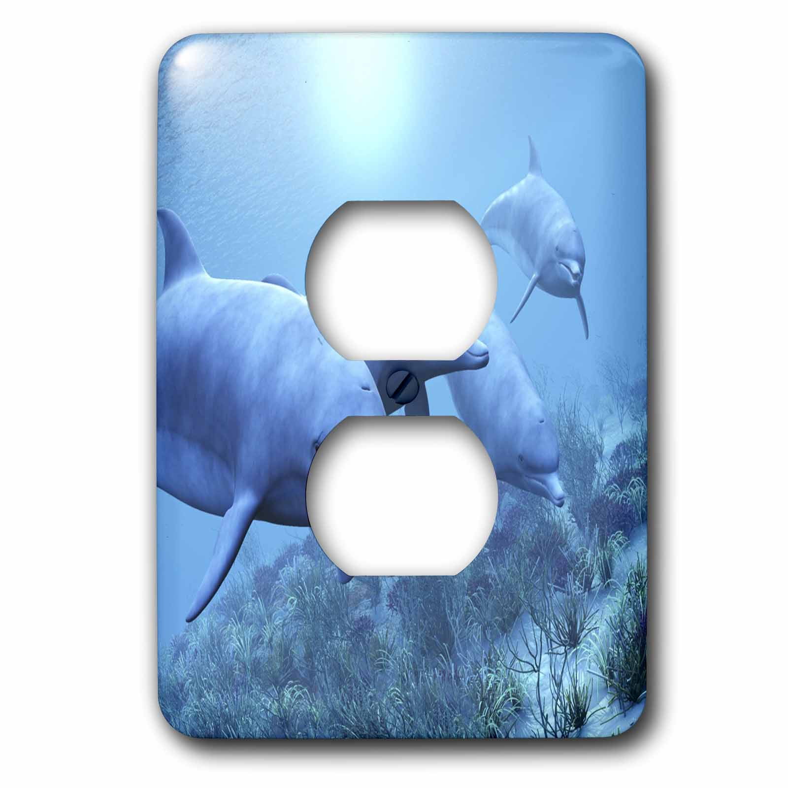 3dRose, Dolphins Play Underwater, 2 plug outlet cover