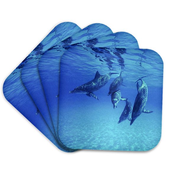 3drose, Dolphins Underwater, Set of 4 Coasters - Soft