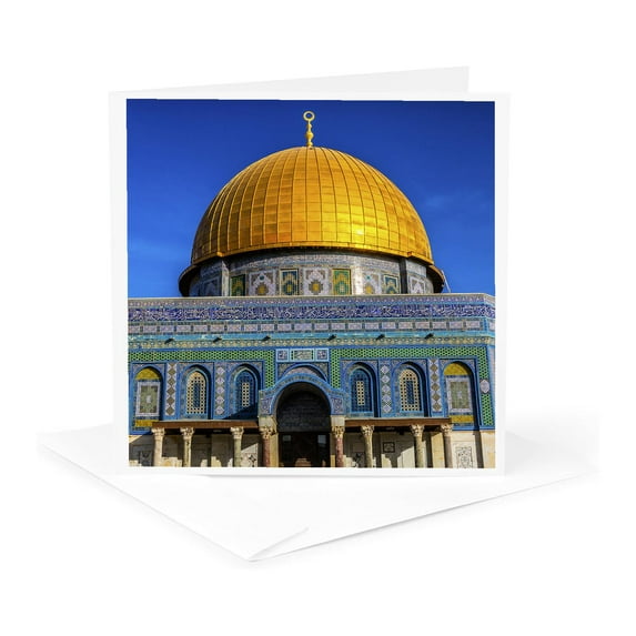 3dRose, Dome of the Rock, Temple Mount, JerUSAlem, Israel., 1 Greeting Card with envelope