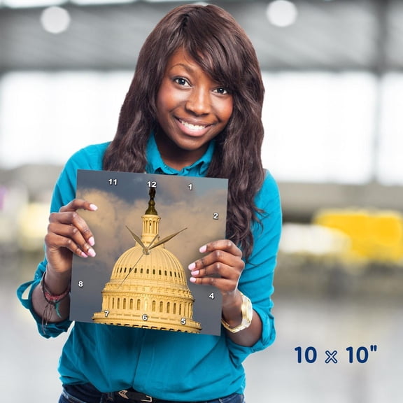 3dRose, Dome of the U.S. Capitol Building, Washington DC - US09 DFR0071 - David R. Frazier, 10x10 Wall Clock