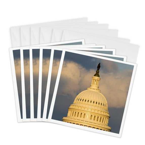 3dRose, Dome of the U.S. Capitol Building, Washington DC - US09 DFR0071 - David R. Frazier, 6 Greeting Cards with envelopes