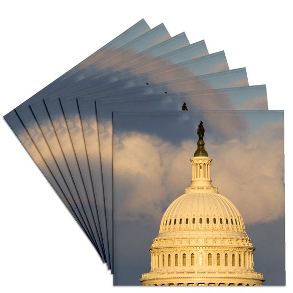 3dRose, Dome of the U.S. Capitol Building, Washington DC - US09 DFR0071 - David R. Frazier, Set of 8 Ceramic Tile Coasters