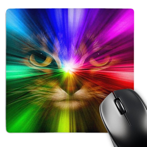 3dRose, Domestic Cat Surrounded With A Rainbow Of Colors, MousePad