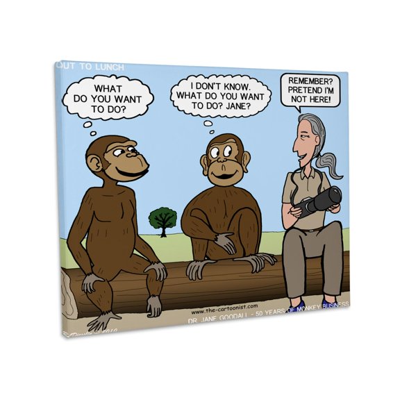 3dRose, Dr. Jane Goodalls 50th anniversary at GDI - monkey business, Museum Grade Canvas Wrap 10x8