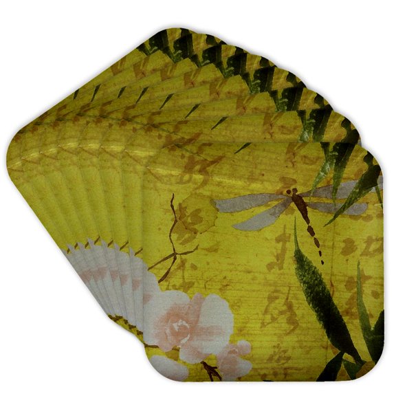 3dRose, Dragon Fly n Roses, set of 8 Coasters - Soft