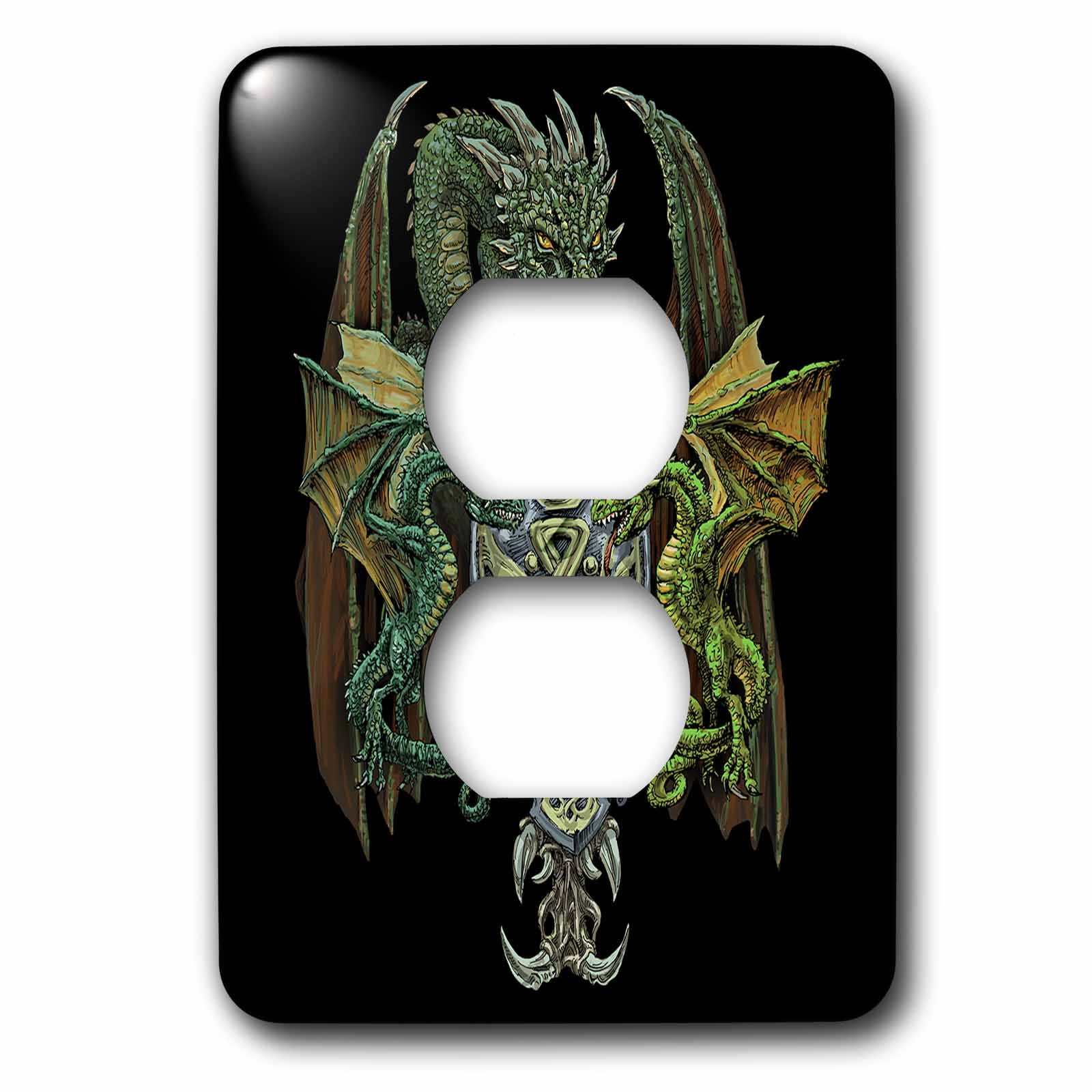 3dRose, Dragons with shield and Celtic ornaments in the dark, 2 plug outlet cover