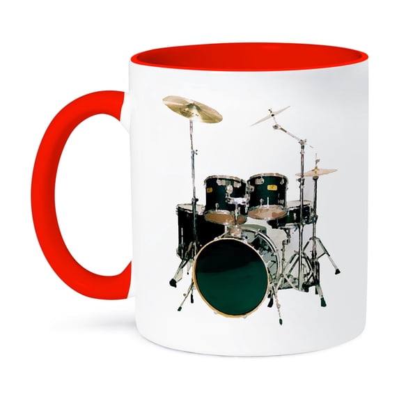 3dRose, Drums, 11oz Two-Tone Red Mug